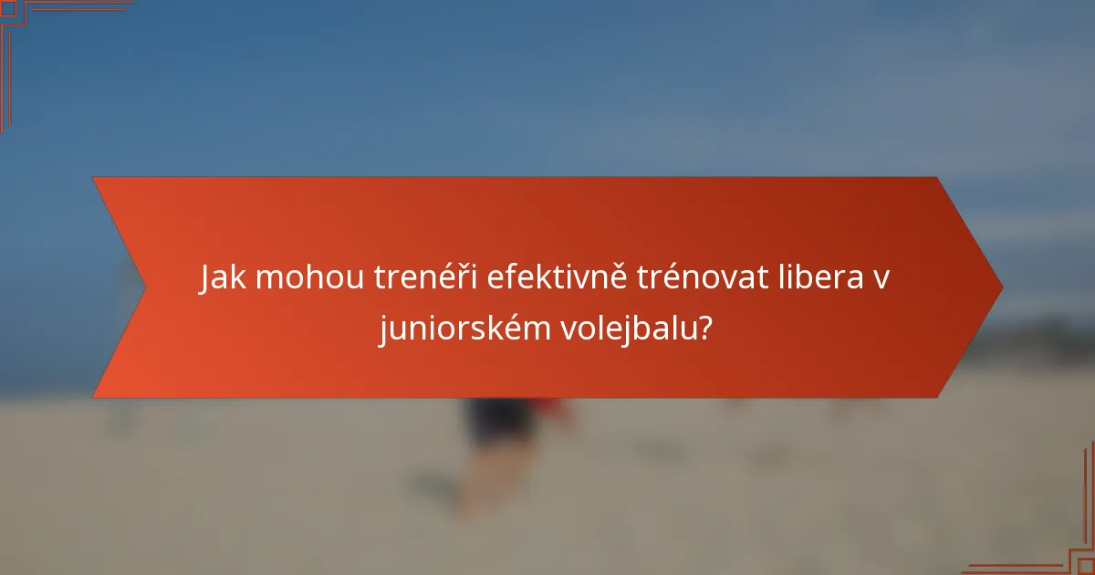 Jak mohou trenéři efektivně trénovat libera v juniorském volejbalu?