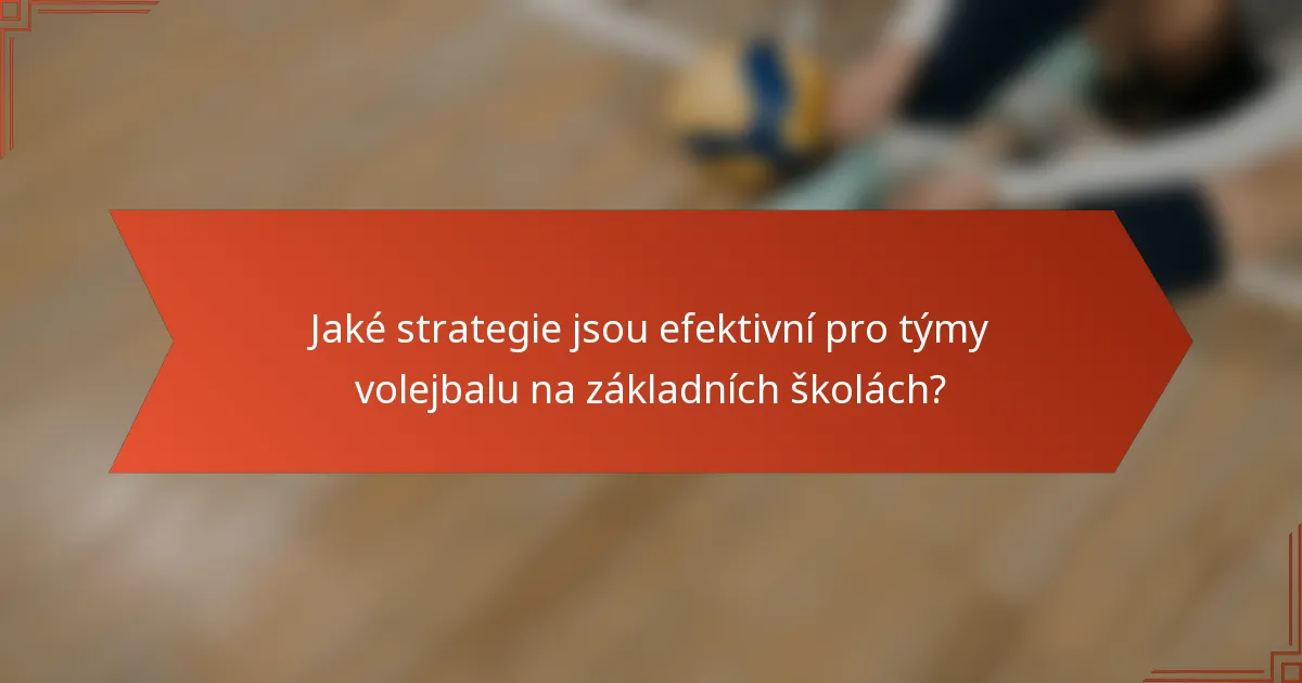 Jaké strategie jsou efektivní pro týmy volejbalu na základních školách?